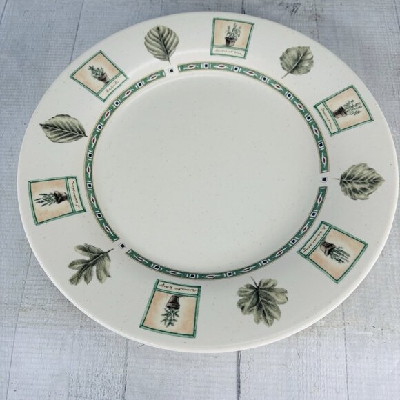 Pfaltzgraff NATUREWOOD Leaves Herbs Garden Tools Stoneware Dinner Plates Set 4 - Picture 6 of 16